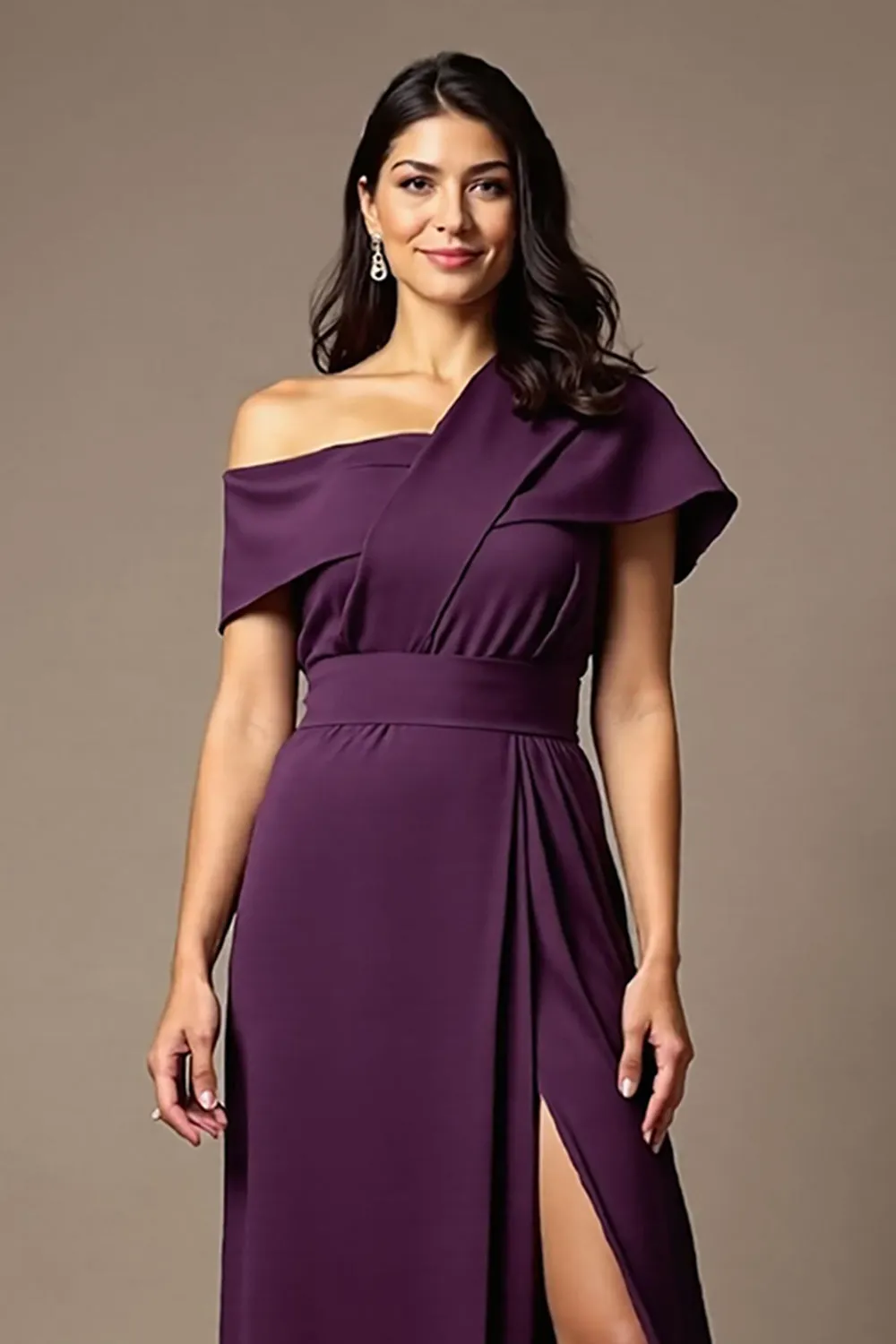 Black Off The Shoulder A Line Mother Of The Bride Dress With Slit sold by Zapaka product image thumbnail 4