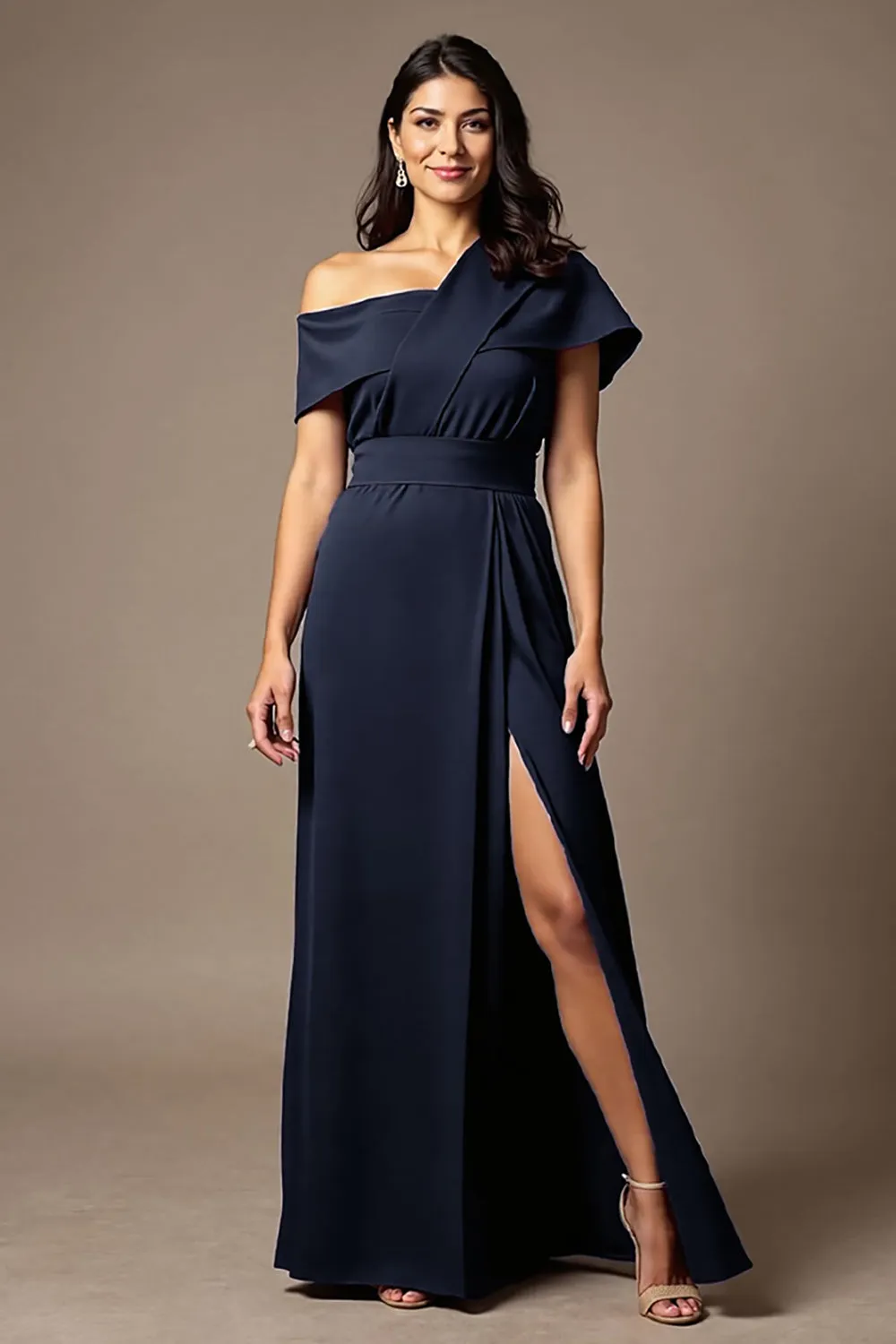 Black Off The Shoulder A Line Mother Of The Bride Dress With Slit sold by Zapaka product image thumbnail 5