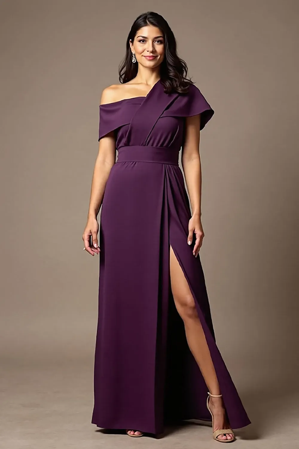 Black Off The Shoulder A Line Mother Of The Bride Dress With Slit sold by Zapaka product image thumbnail 3