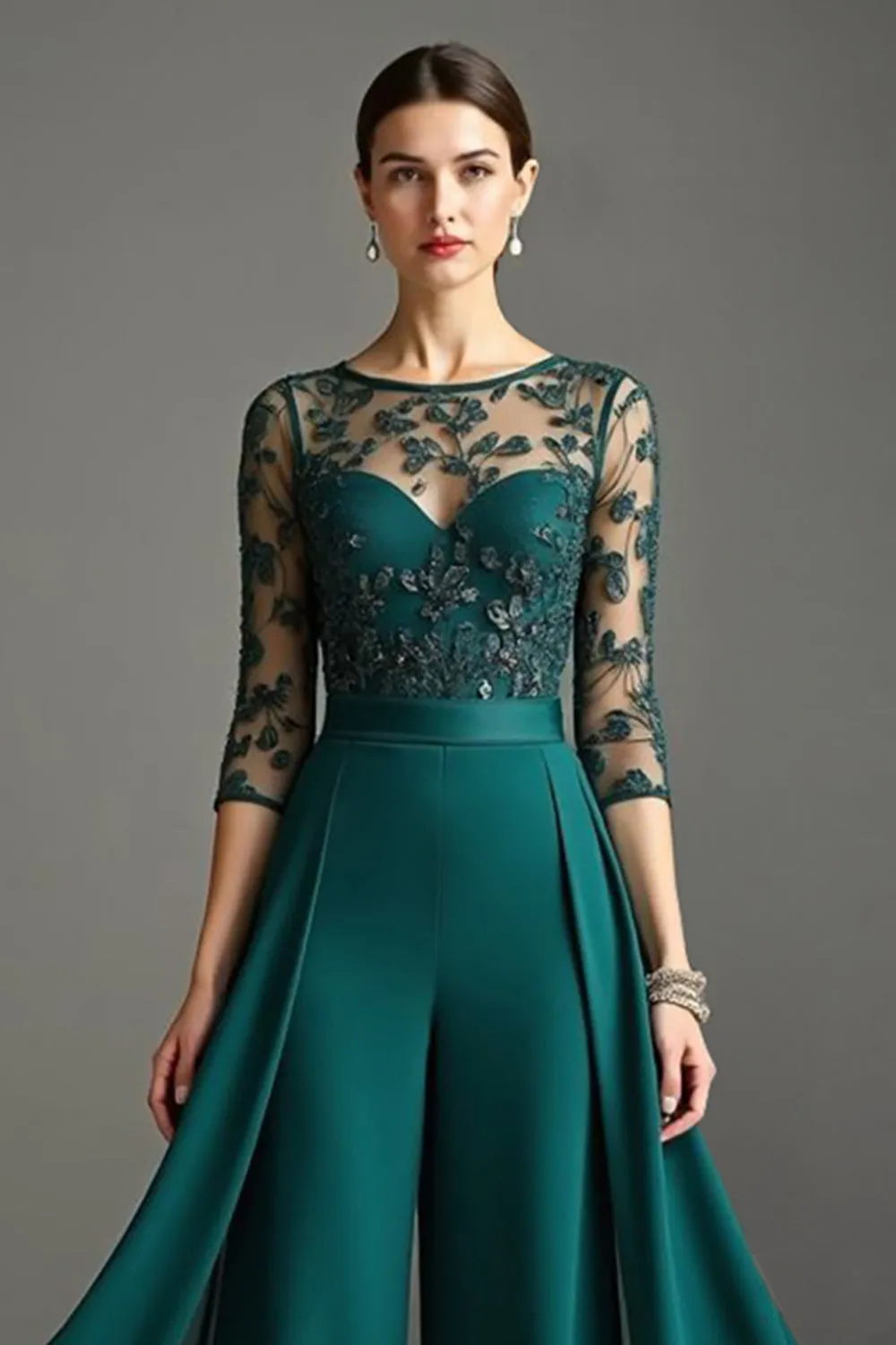 Navy Round Neck Mother Of The Bride Jumpsuit With Streamer sold by Zapaka product image thumbnail 4