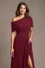 Burgundy A Line Long Mother Of The Bride Dress With Slit sold by Zapaka
