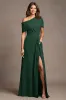 Burgundy A Line Long Mother Of The Bride Dress With Slit sold by Zapaka