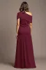 Burgundy A Line Long Mother Of The Bride Dress With Slit sold by Zapaka