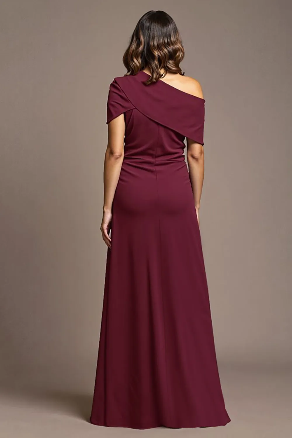 Burgundy A Line Long Mother Of The Bride Dress With Slit sold by Zapaka product image thumbnail 2