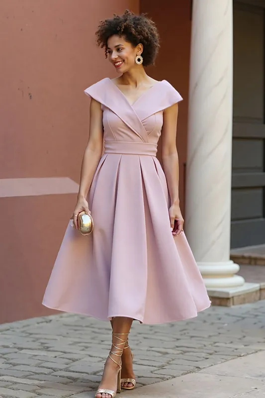 Dusty Rose A Line V Neck Mother Of The Bride Dress sold by Zapaka