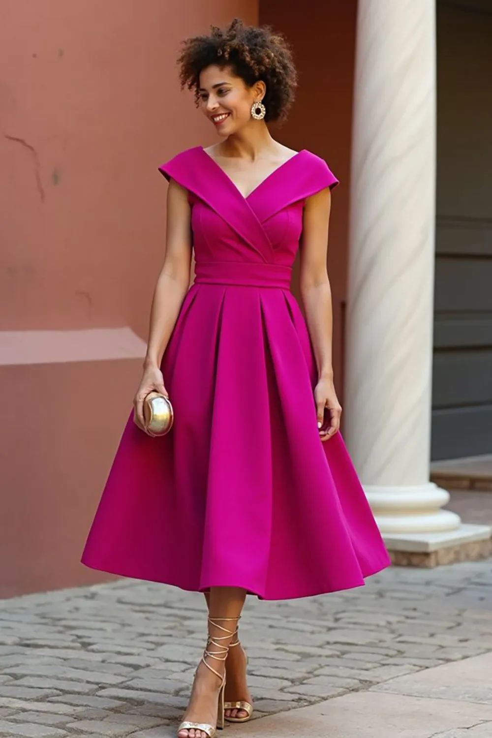 Dusty Rose A Line V Neck Mother Of The Bride Dress sold by Zapaka product image thumbnail 5