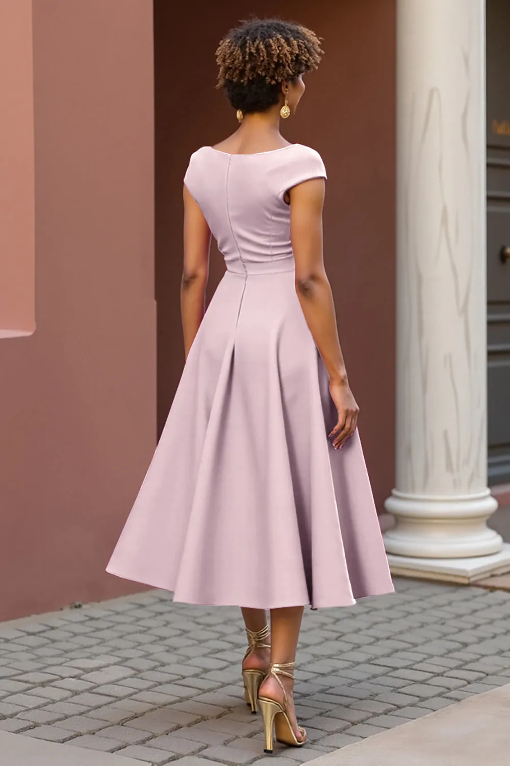 Dusty Rose A Line V Neck Mother Of The Bride Dress sold by Zapaka product image thumbnail 2