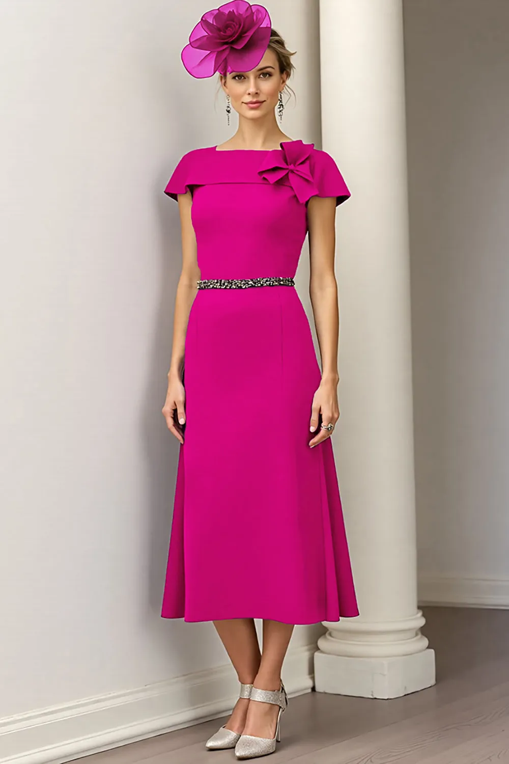 Burgundy A Line Floral Mother Of The Bride Dress sold by Zapaka product image thumbnail 5