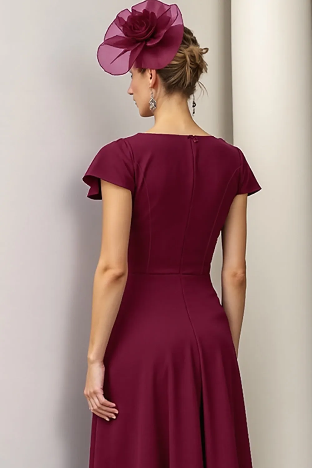 Burgundy A Line Floral Mother Of The Bride Dress sold by Zapaka product image thumbnail 4