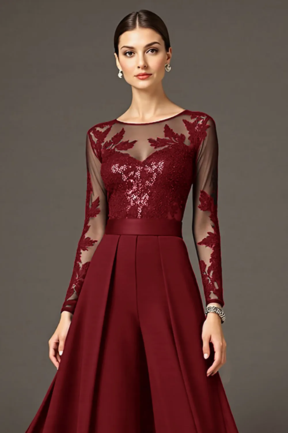 Black Long Sleeve A Line Mother Of The Bride Dress With Appliques sold by Zapaka product image thumbnail 4