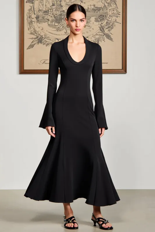 Black Mermaid Long Sleeve Wedding Guest Dress sold by Zapaka