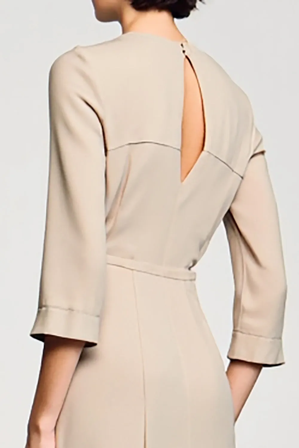 Apricot A Line Square Neck 3/4 Sleeves Wedding Guest Dress sold by Zapaka product image thumbnail 4