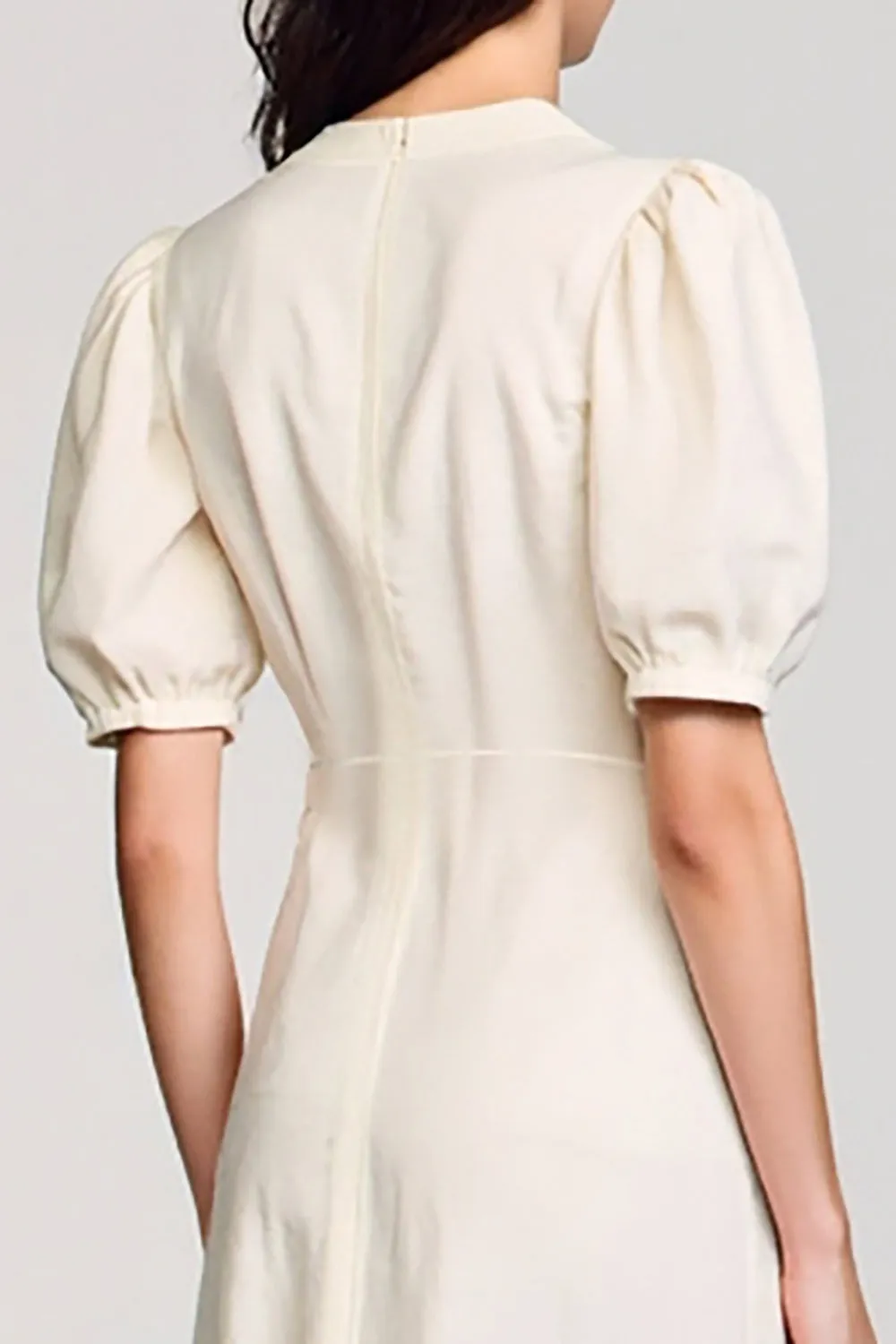 Apricot Sheath V-Neck Wedding Guest Dress with Slit sold by Zapaka product image thumbnail 4