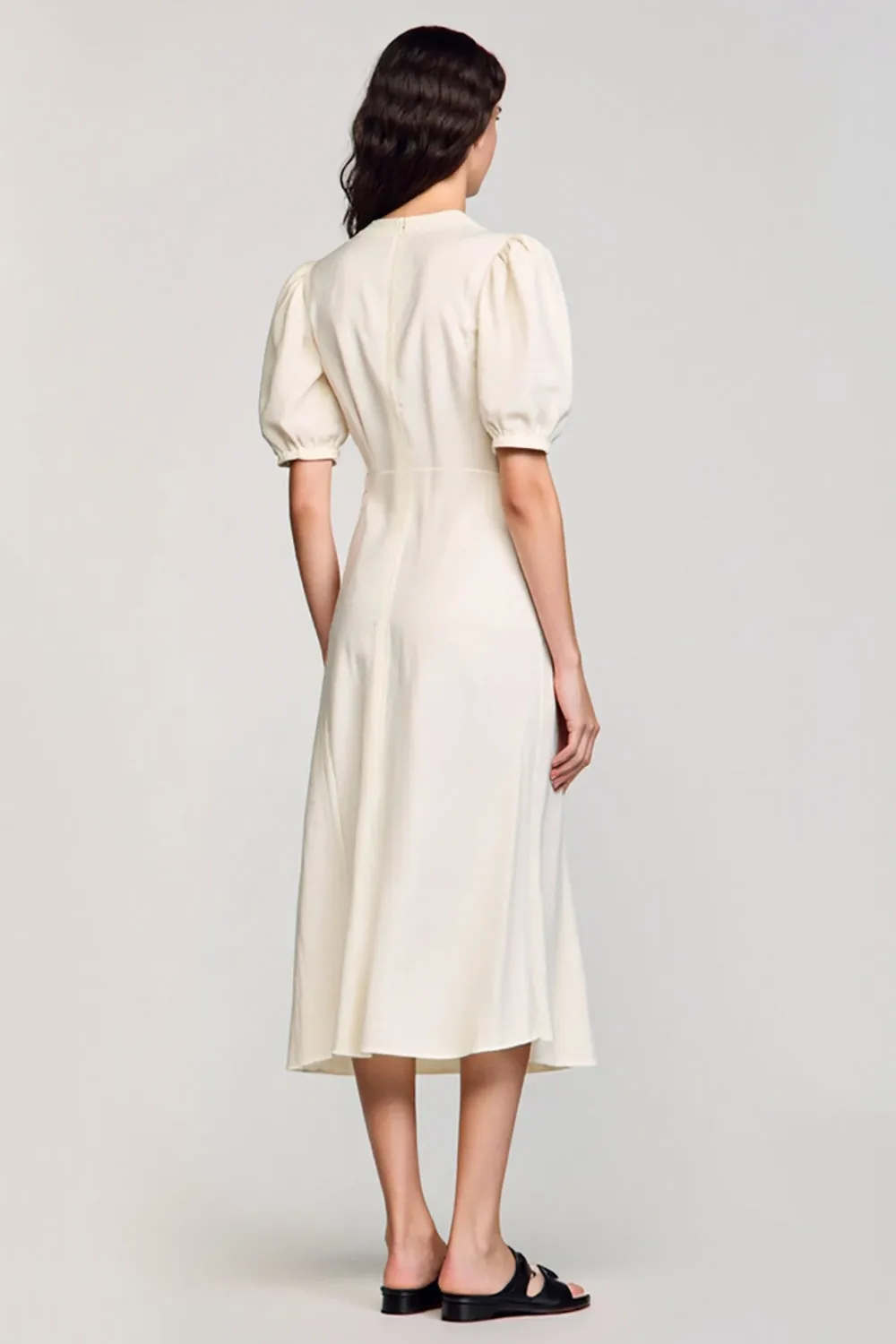 Apricot Sheath V-Neck Wedding Guest Dress with Slit sold by Zapaka product image thumbnail 2