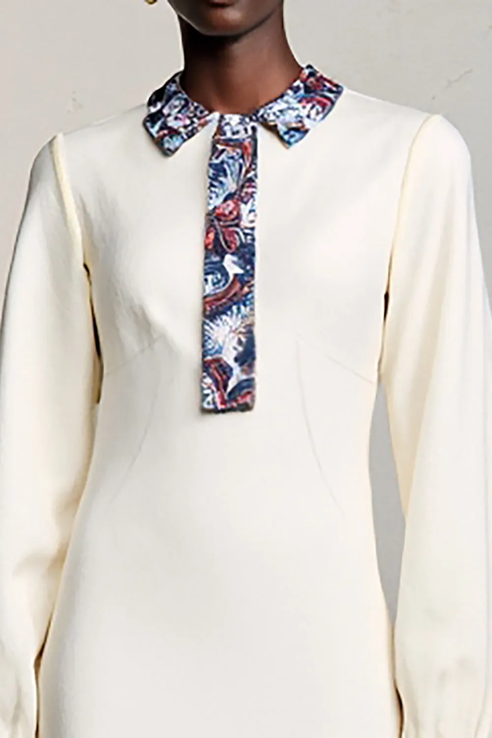 Ivory A Line Long Sleeve Midi Wedding Guest Dress sold by Zapaka product image thumbnail 3