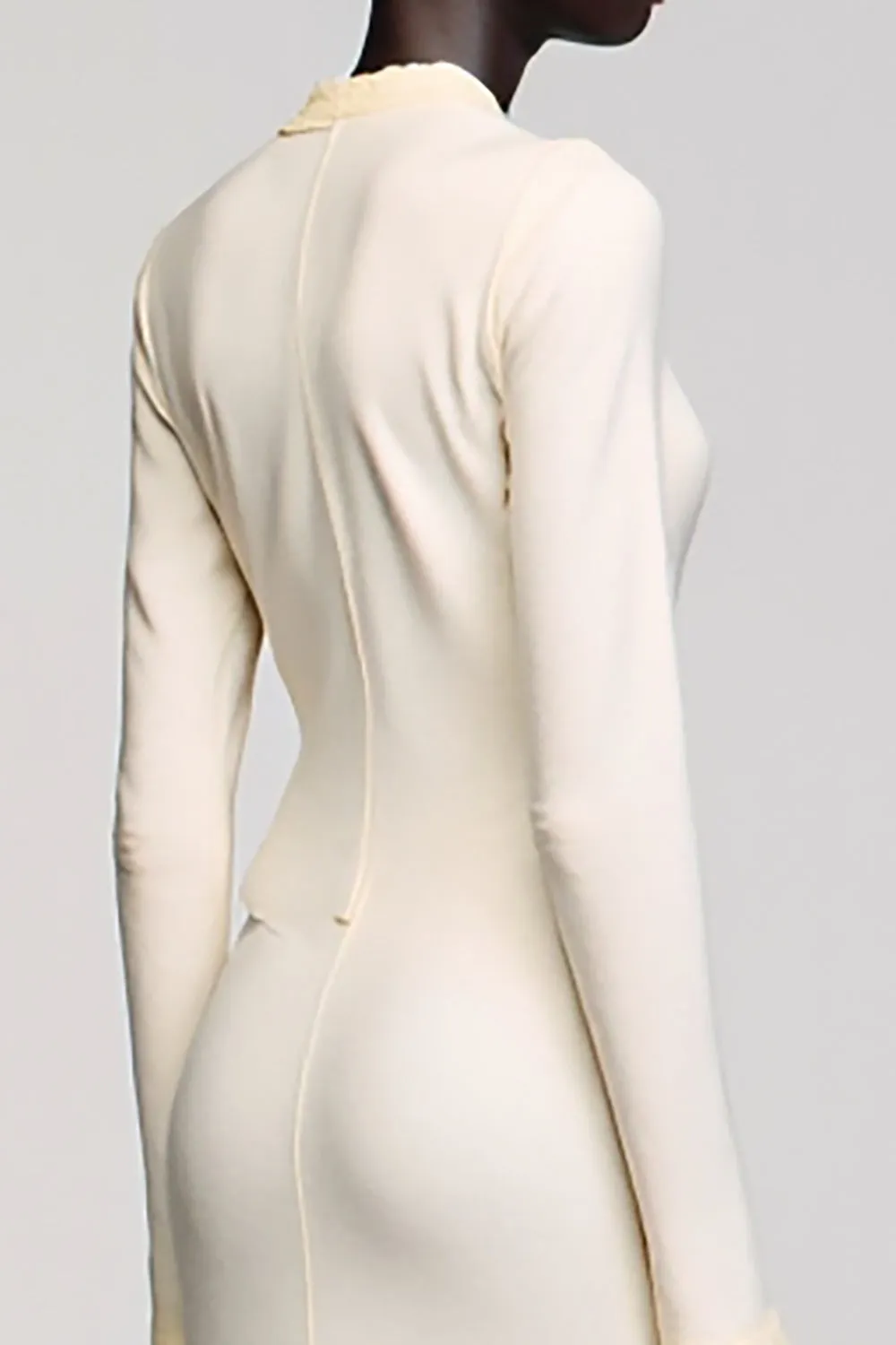Ivory Sheath Long Sleeve Wedding Guest Dress sold by Zapaka product image thumbnail 4