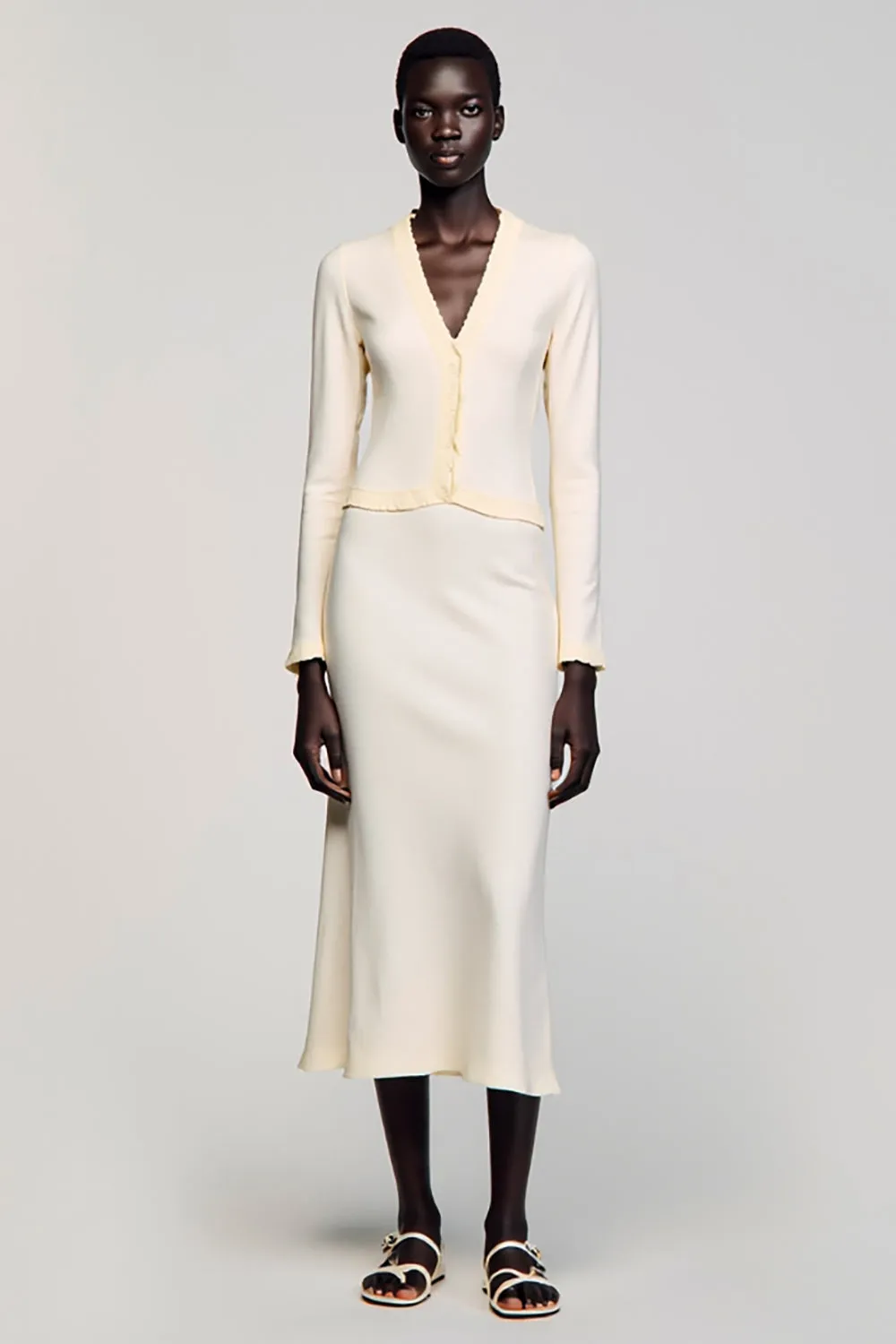 Ivory Sheath Long Sleeve Wedding Guest Dress sold by Zapaka