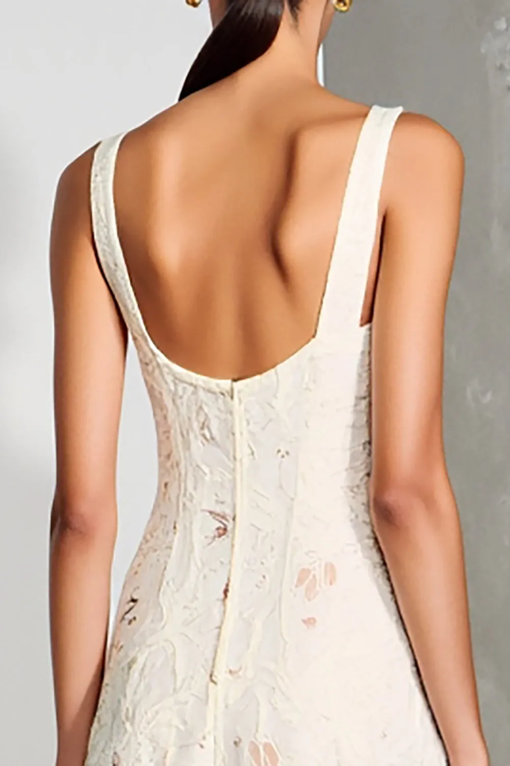 White A Line Midi Wedding Guest Dress With Appliques sold by Zapaka product image thumbnail 4