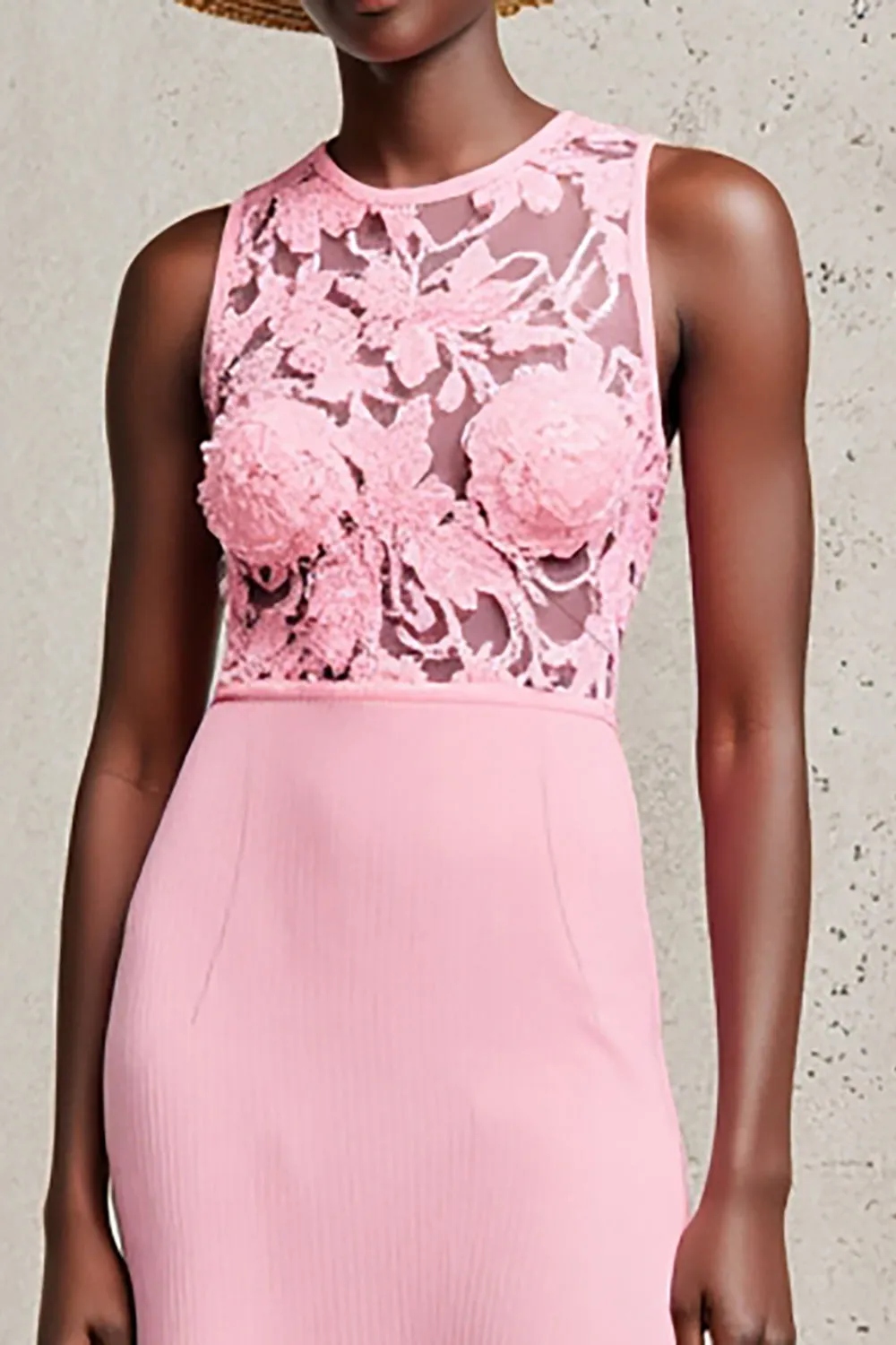 Pink Round Neck Sheath Wedding Guest Dress with Lace sold by Zapaka product image thumbnail 3