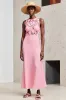 Pink Round Neck Sheath Wedding Guest Dress with Lace sold by Zapaka