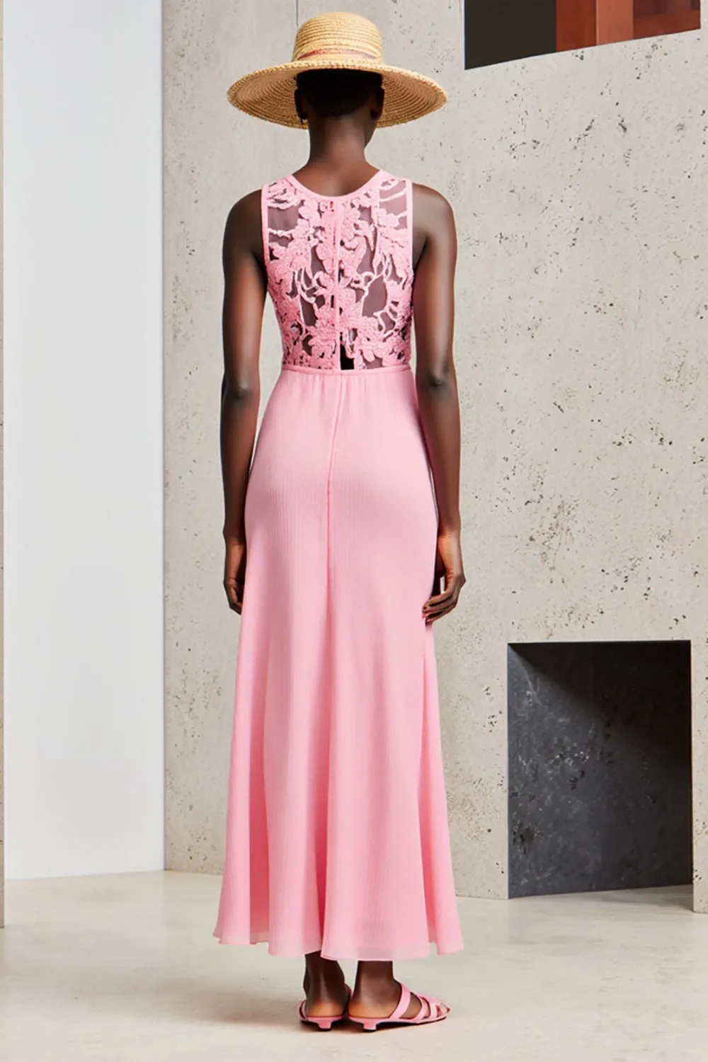 Pink Round Neck Sheath Wedding Guest Dress with Lace sold by Zapaka product image thumbnail 2