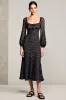 Black A Line Polka Dots Wedding Guest Dress With Long Sleeves sold by Zapaka