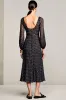 Black A Line Polka Dots Wedding Guest Dress With Long Sleeves sold by Zapaka