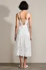 White A Line Midi Wedding Guest Dress with Belt sold by Zapaka