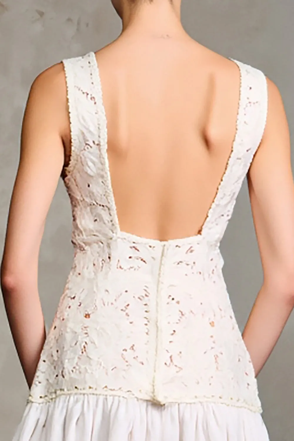 White Scoop Neck A Line Wedding Guest Dress sold by Zapaka product image thumbnail 4