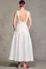 White Scoop Neck A Line Wedding Guest Dress sold by Zapaka