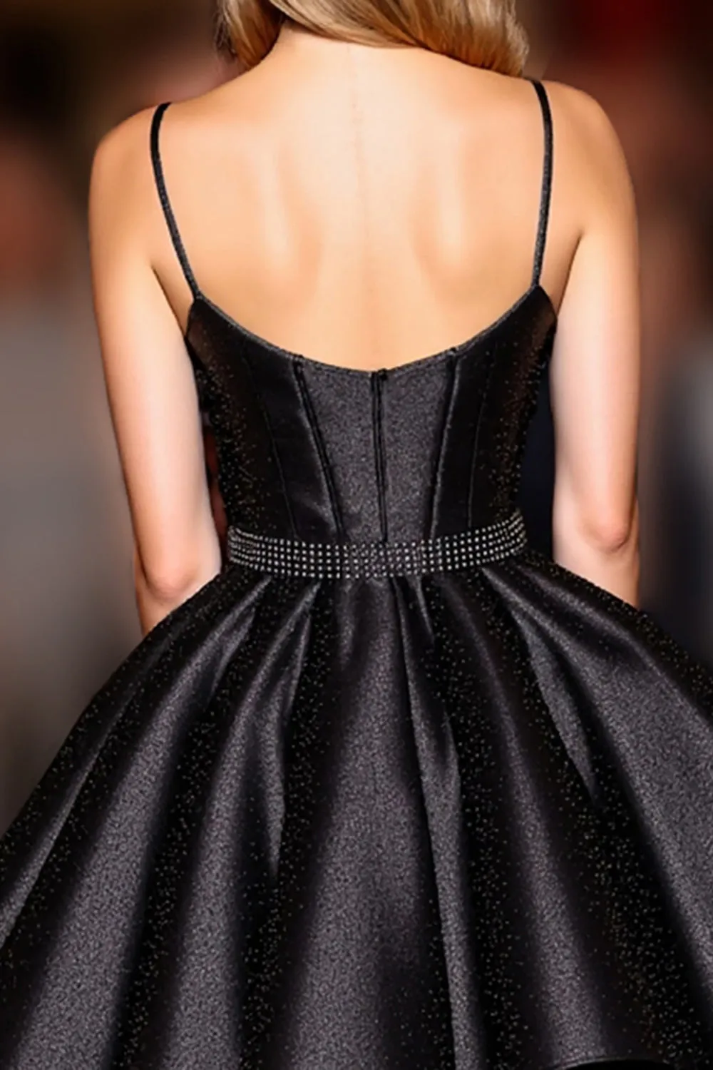 Black Satin Corset Spaghetti Straps A Line Short Homecoming Dress sold by Zapaka product image thumbnail 4