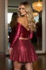 Sparkly Off The Shoulder Burgundy A Line 2-piece Homecoming Dress sold by Zapaka