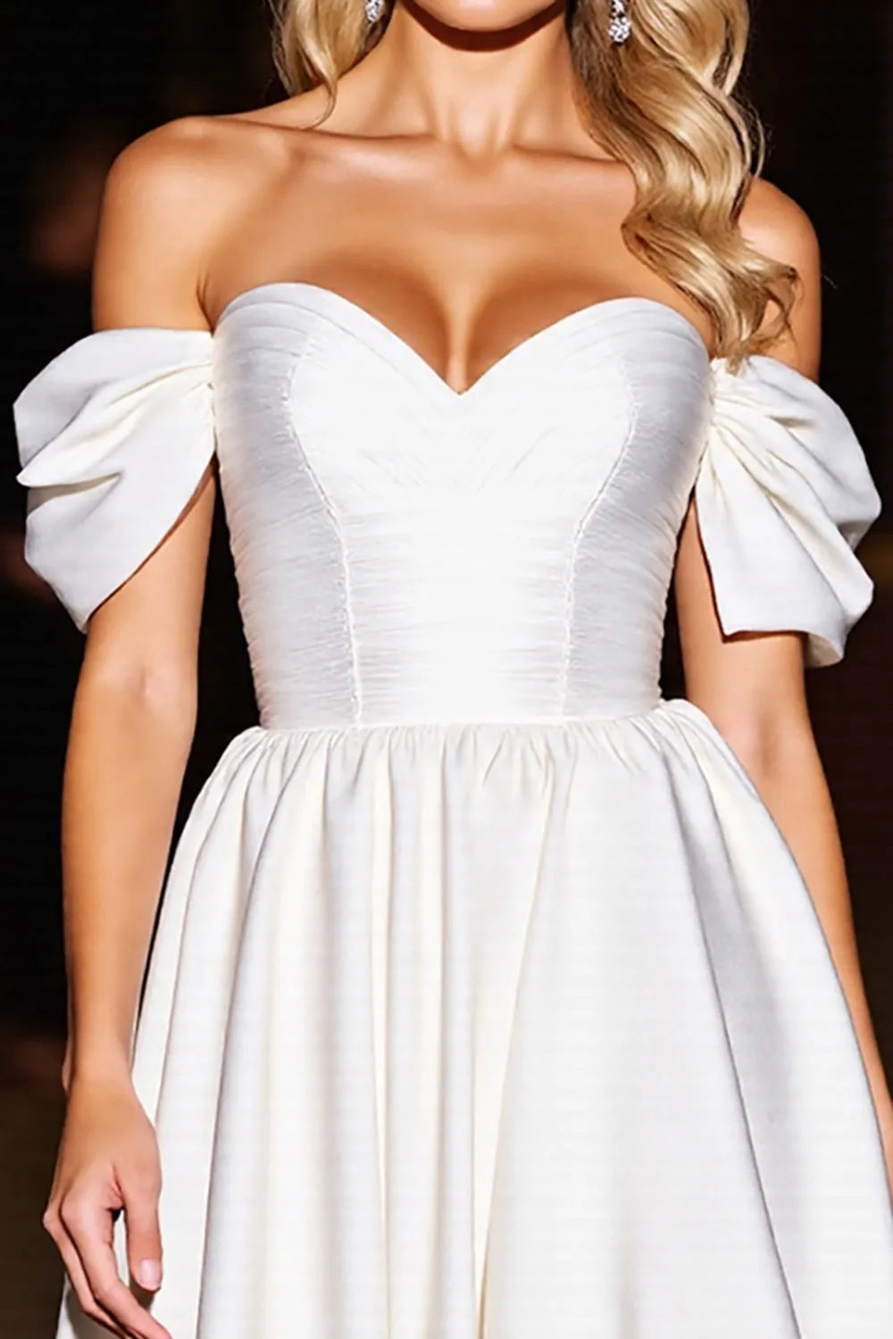 Off The Shoulder A Line White Homecoming Dress sold by Zapaka product image thumbnail 3