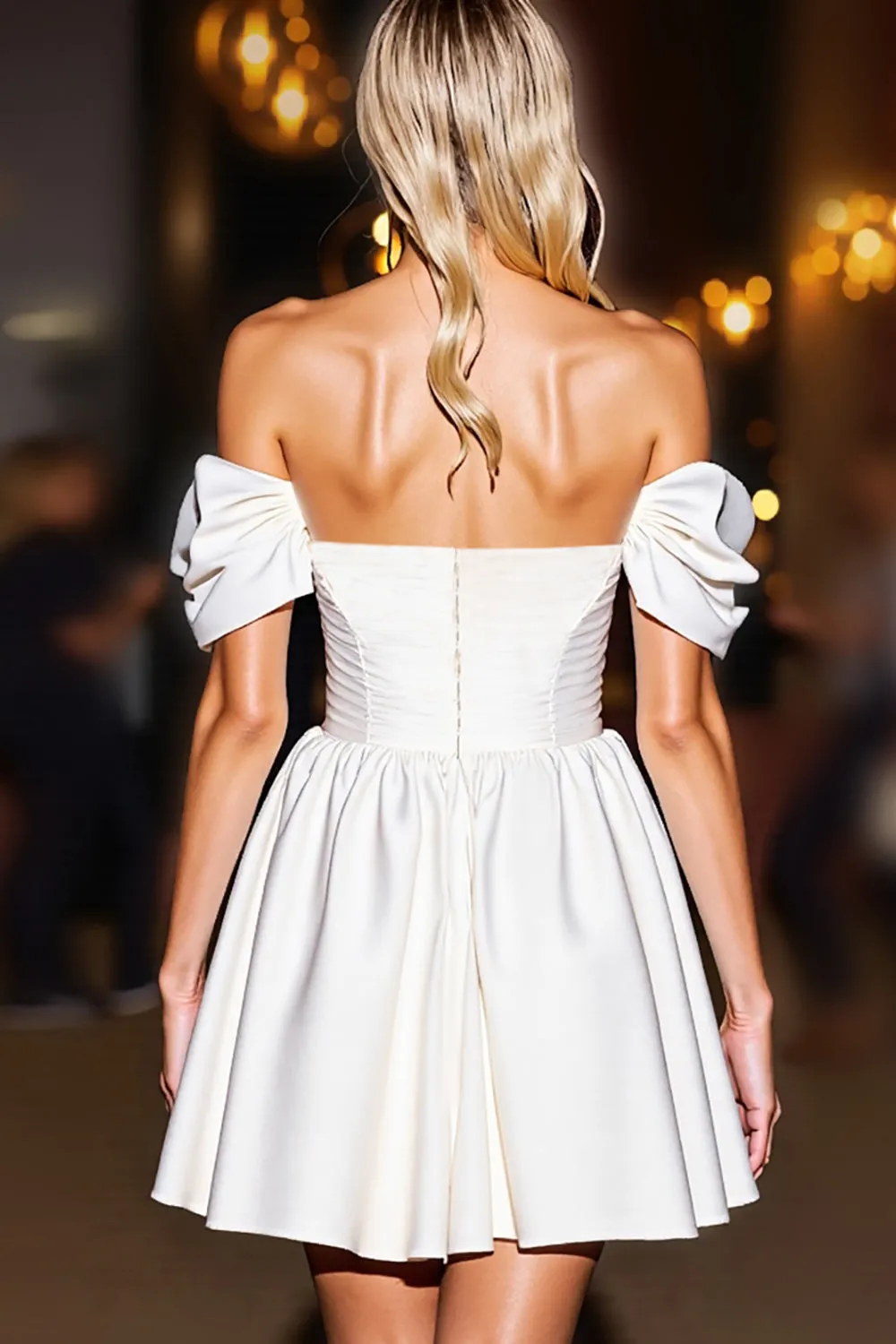 Off The Shoulder A Line White Homecoming Dress sold by Zapaka product image thumbnail 2