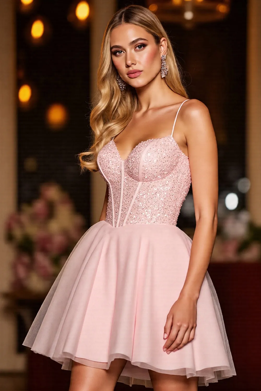 A Line Corset Mini Blush Homecoming Dress sold by Zapaka product image thumbnail 3