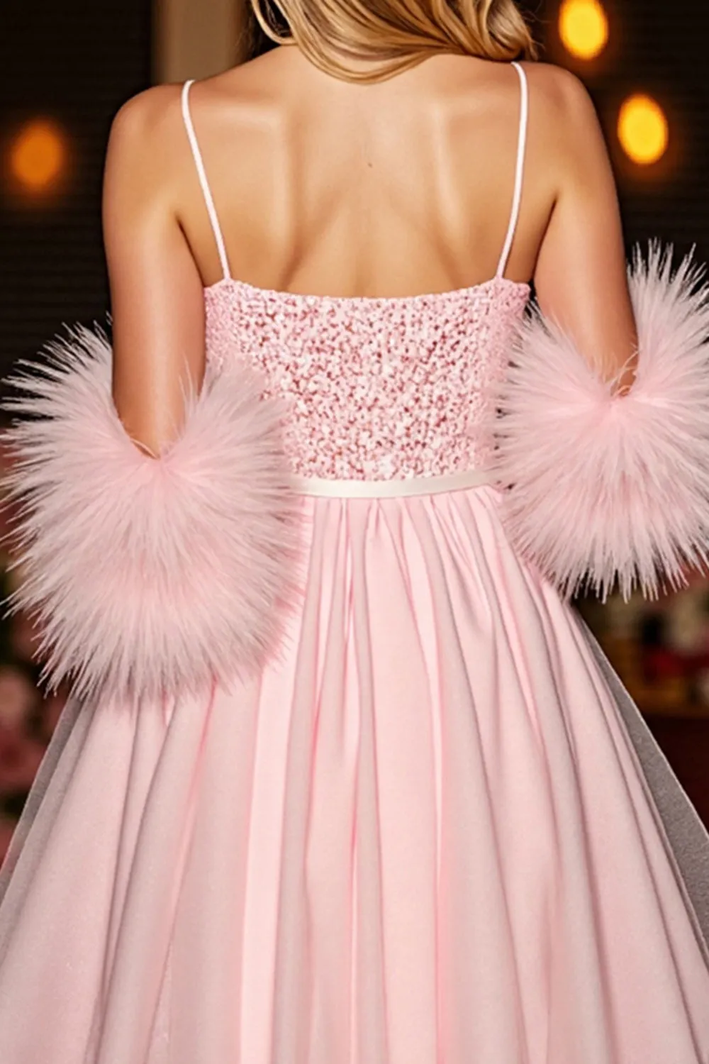 Sparkly Blush Corset Homecoming Dress With Feathers sold by Zapaka product image thumbnail 4