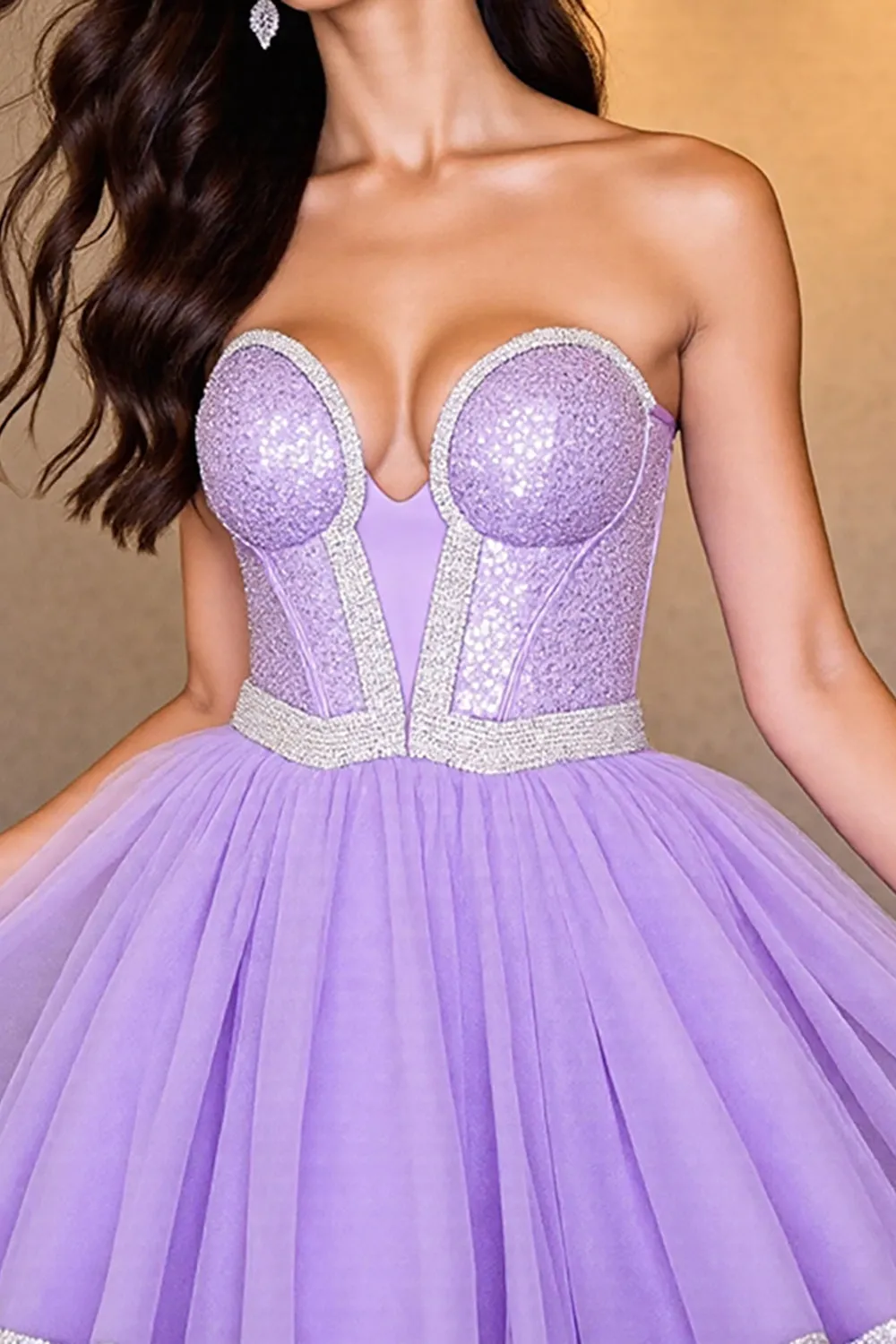A Line Purple Corset Beaded Homecoming Dress sold by Zapaka product image thumbnail 3