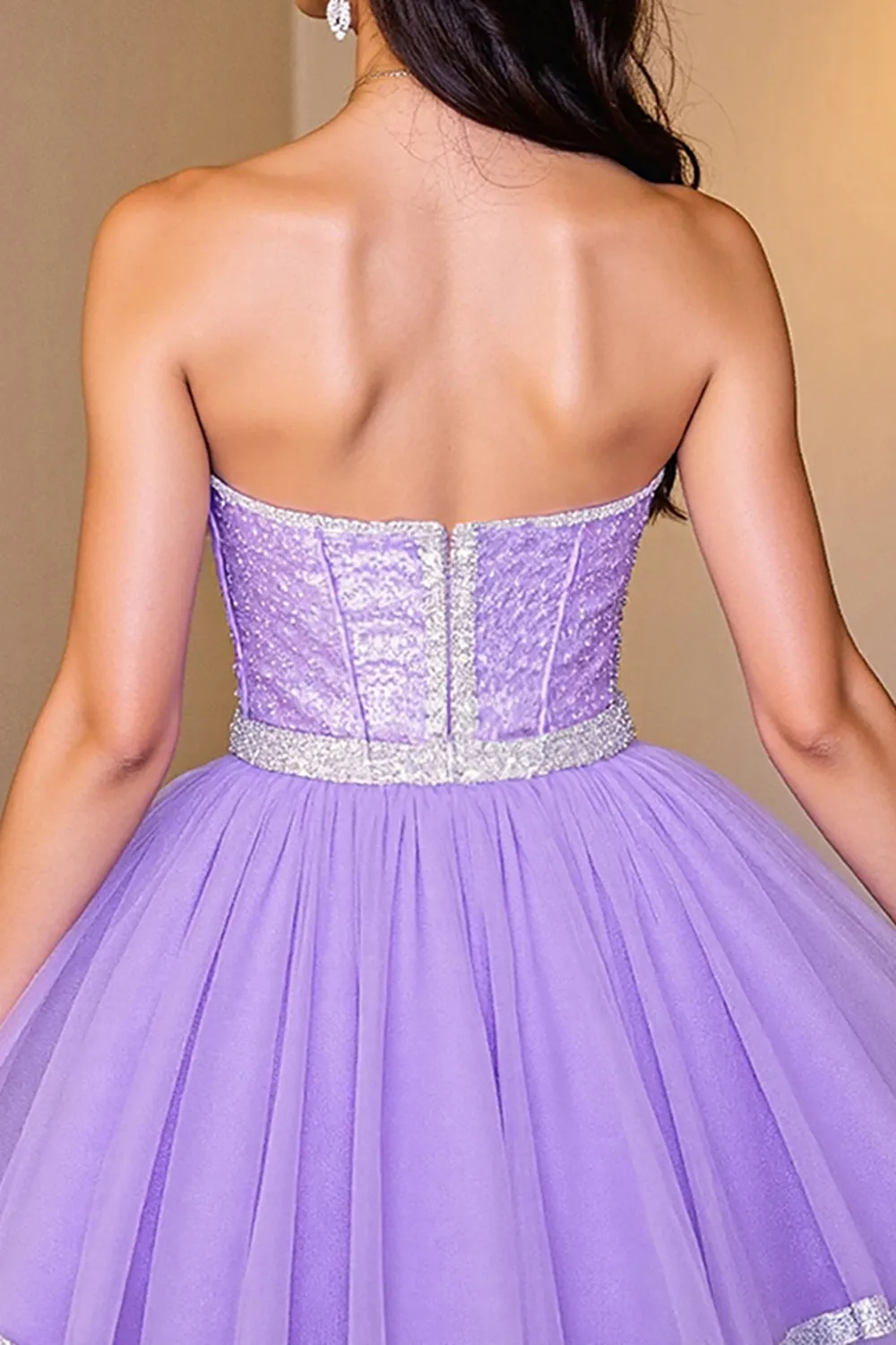 A Line Purple Corset Beaded Homecoming Dress sold by Zapaka product image thumbnail 4