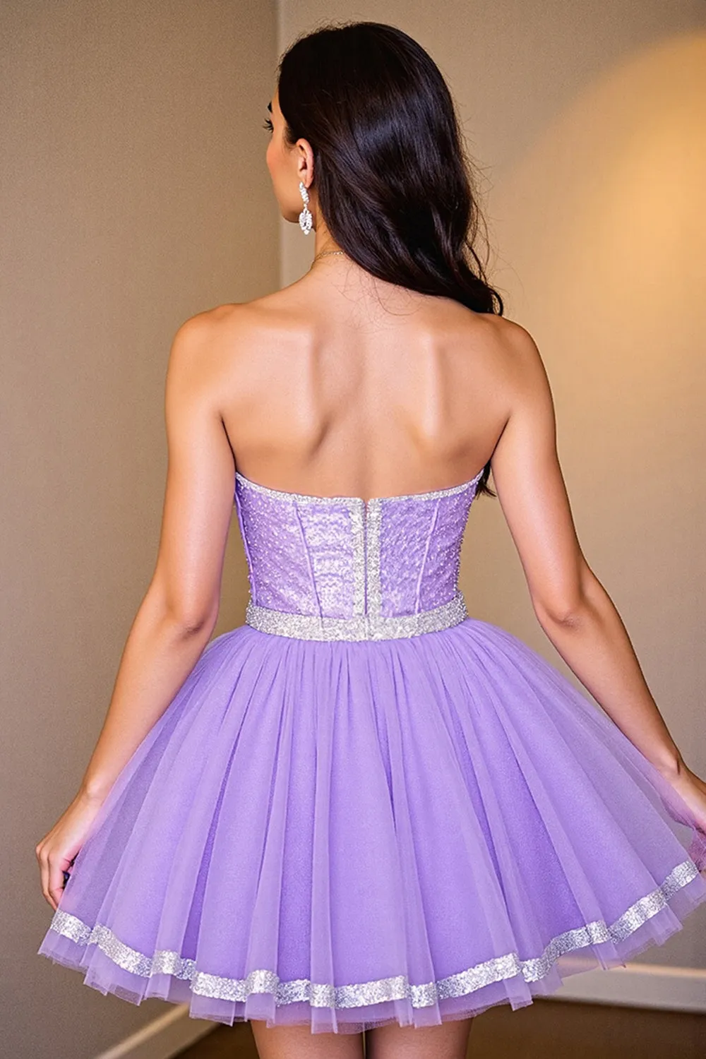 A Line Purple Corset Beaded Homecoming Dress sold by Zapaka product image thumbnail 2