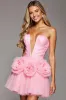 Strapless Pink A Line Homecoming Dress with 3D Flowers sold by Zapaka
