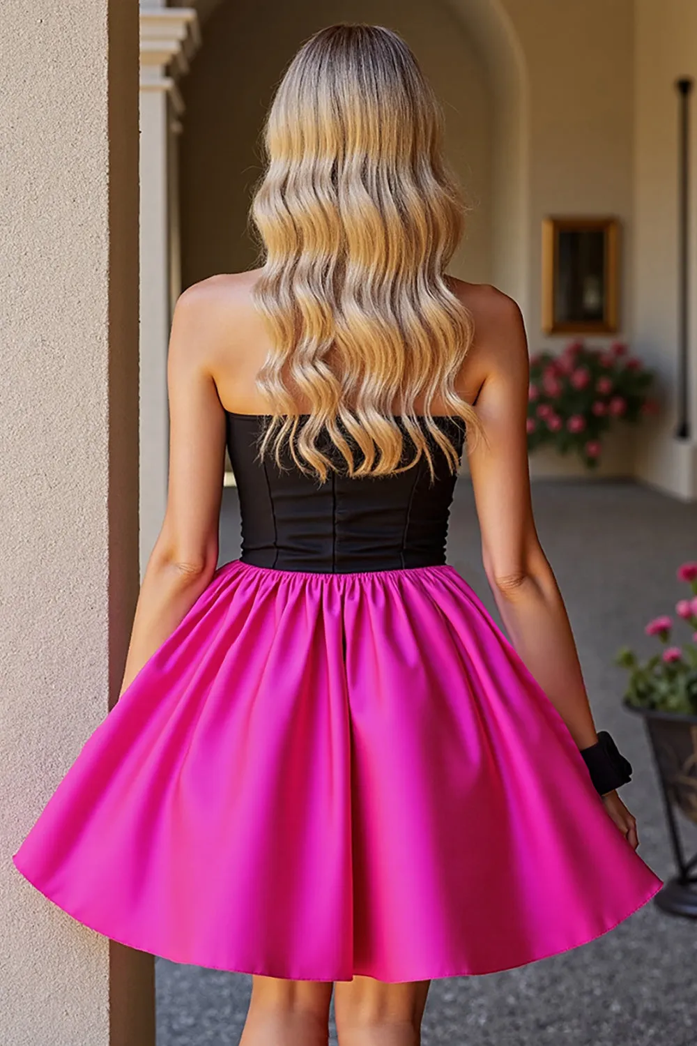Black Fuchsia A Line Strapless Mini Homecoming Dress sold by Zapaka product image thumbnail 2