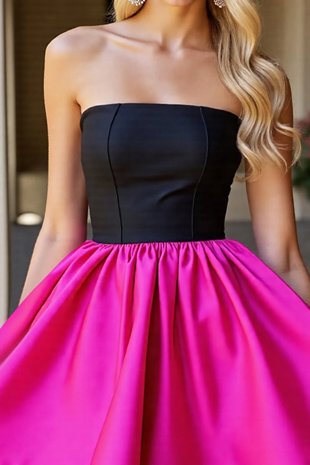 Black Fuchsia A Line Strapless Mini Homecoming Dress sold by Zapaka product image thumbnail 3