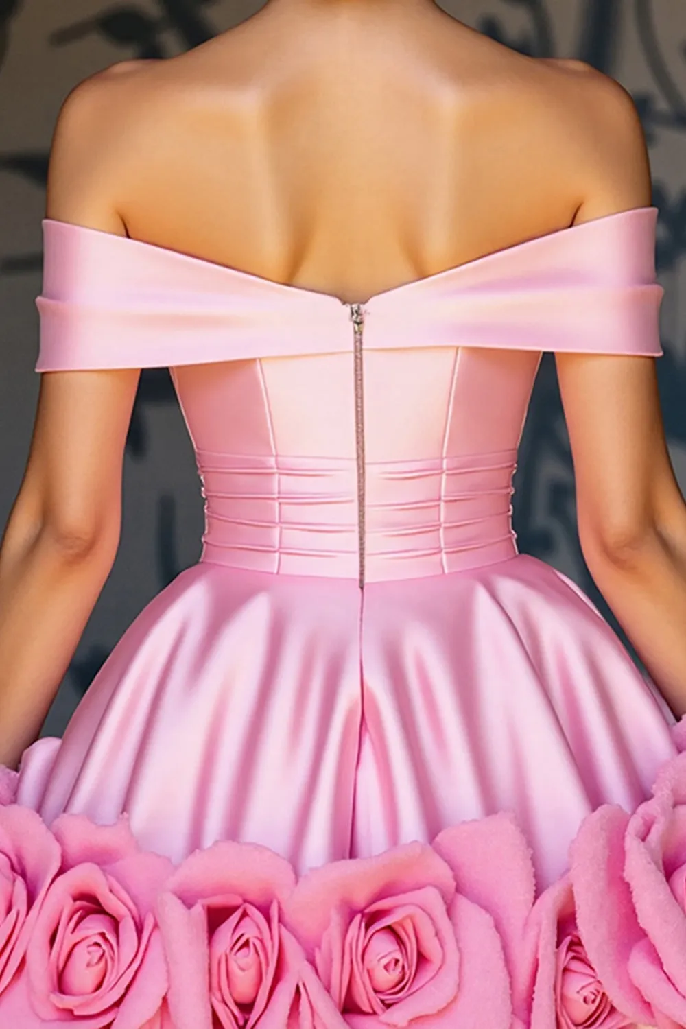 Off The Shoulder Pink A Line Homecoming Dress With 3D Flowers sold by Zapaka product image thumbnail 4