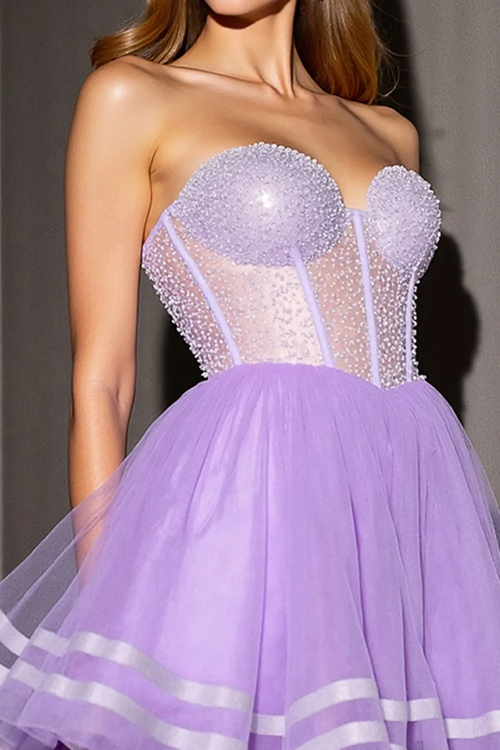 Lilac Corset A Line Beaded Homecoming Dress sold by Zapaka product image thumbnail 4