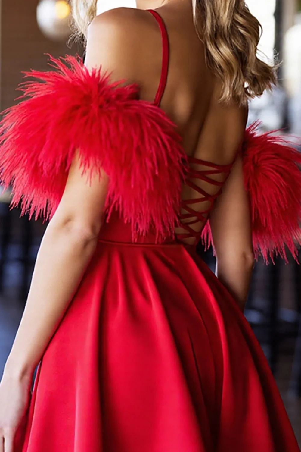 Red Corset Satin Short Homecoming Dress with Fringes sold by Zapaka product image thumbnail 4