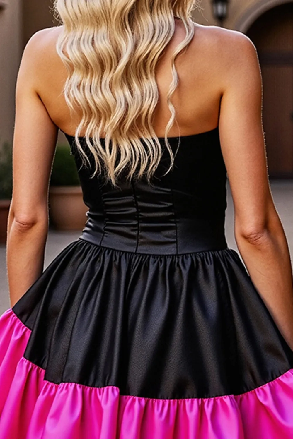 Black A Line Strapless Ruffled Homecoming Dress sold by Zapaka product image thumbnail 4