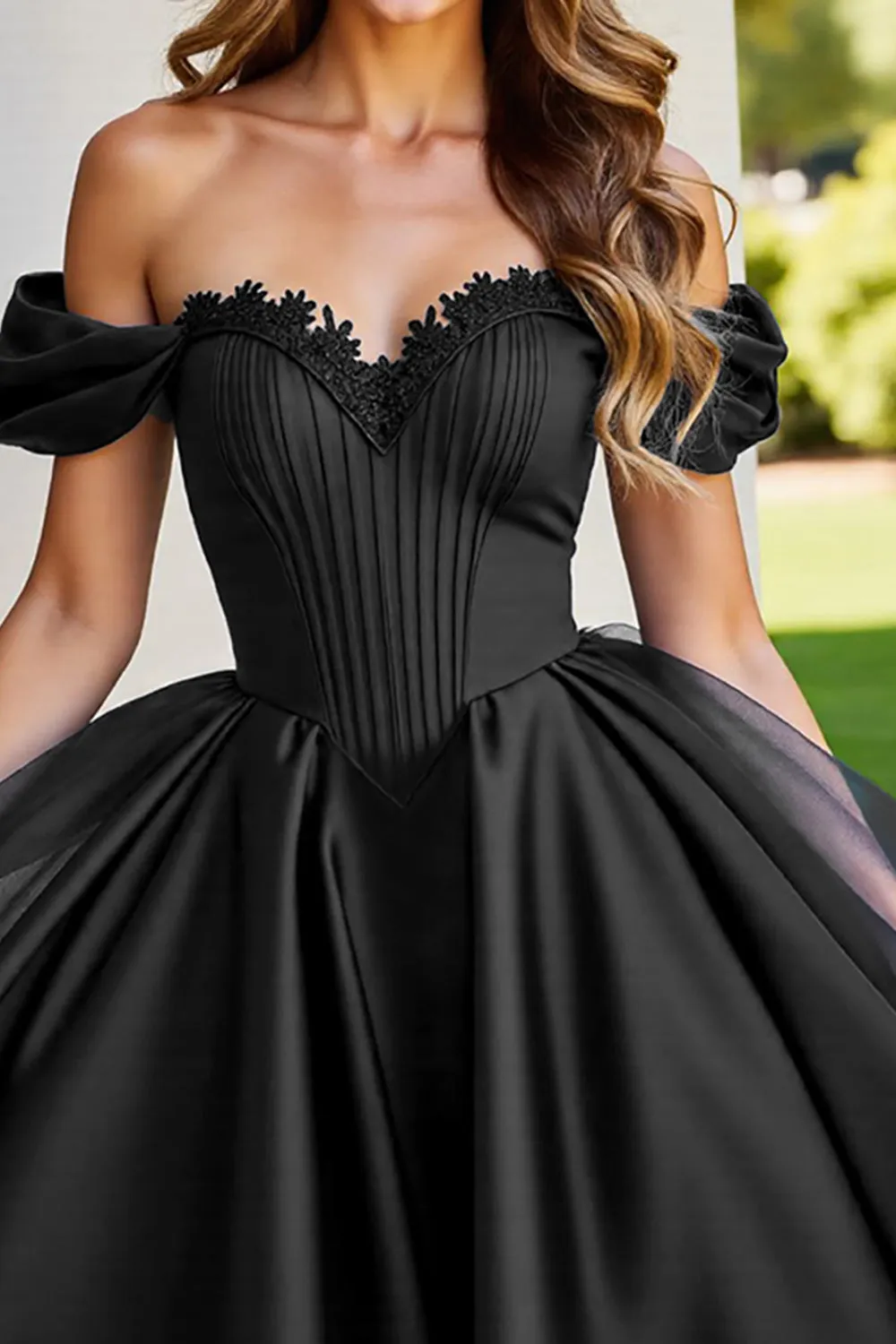 Black A Line Ruched Short Homecoming Dress with Appliques sold by Zapaka product image thumbnail 4