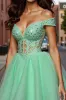 Tulle Light Green A Line Short Homecoming Dress with Appliques sold by Zapaka