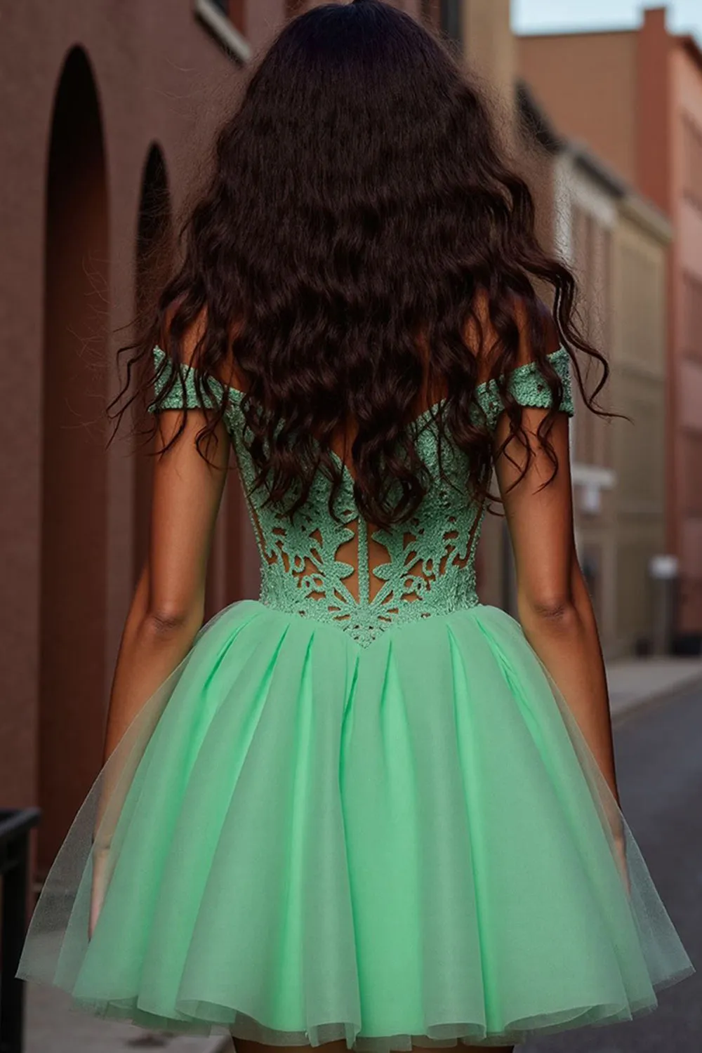 Tulle Light Green A Line Short Homecoming Dress with Appliques sold by Zapaka product image thumbnail 2