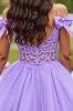 Lavender Tulle A Line Short Homecoming Dress with Bows sold by Zapaka